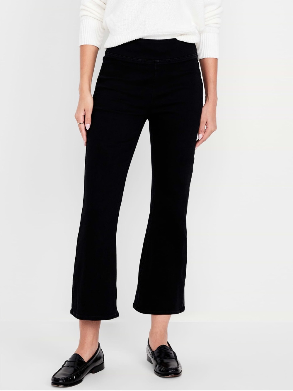 Black Flare Capri Trousers